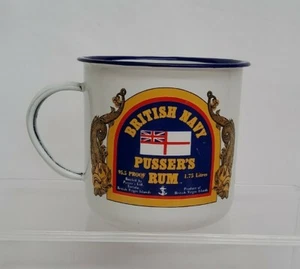 Vintage Pusser's Rum British Navy Enameled Tin Cup Mug, 14 oz - Picture 1 of 6