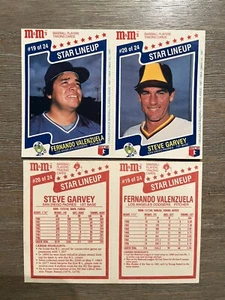 Steve Garvey F. Valenzuela 1987 M&M's Star Lineup 2-Card Panel #19 & #20 NRMt - Picture 1 of 1