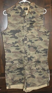 $220 NWT HUDSON SzM HARMONY SLEEVELESS BUTTON FRONT CAMO Print ROMPER NEW!! - Picture 1 of 6