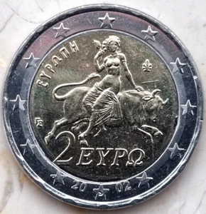 Grecja 2 euro 2002 Europa na Zeusie. Proof, w kapsułce,RAR jednocelowy element - Zdjęcie 1 z 2