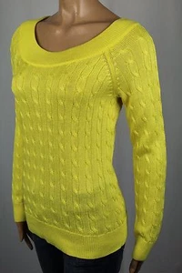 Ralph Lauren Yellow Scoop Round Neck Cable Knit Sweater NWT - Picture 1 of 1