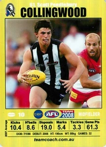 2008 Collingwood Magpies AFL TeamCoach Gold Rookie Card - Scott Pendlebury - Picture 1 of 3