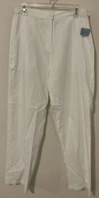 Hillard Hanson Womens Size 8 White Linen-Blend Classic Flowy Pants NWT! A279 - Image 1 of 4