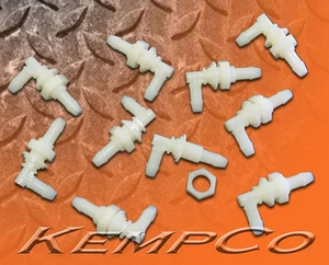 (10) 1/4" Hose-barb Natural Nylon Elbow Bulkhead Adapters w/Hex Nut - Food Grade - Picture 1 of 3