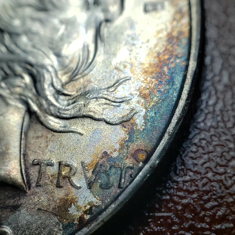 1923-D $1 Silver Peace Dollar - Rainbow Pattern Rim Toning - SKU-D4319 Cover