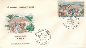 1965-Fdc Enveloppe 1°jour**/Mesan"Loger-Rép.Centrafricaine-100F-Bangui-Yv.Pa.33 - Imagen 1 de 1