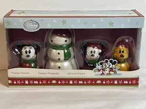 Disney Store Christmas Ornament Set 4 Ornaments Mickey Mouse Mini Pluto Snowman - Picture 1 of 13