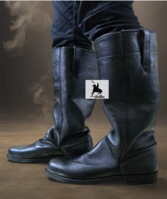 Botas hasta la rodilla de cuero negras - Botas estilo estufa - EE. UU. TALLA 5 a 15 Foto 1 de 3