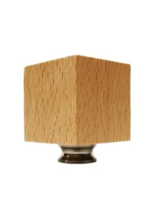Lamp Finial-SOLID BEECH WOOD CUBE-W/Dual Thread Base-Satin Nickel - Picture 1 of 5
