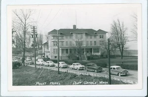 RPPC Port Gamble WA Puget Hotel c1940-1950s Autos Kodak photo postcard EP1 - Picture 1 of 2