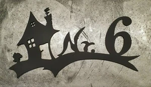 Número de casa bruja 40cm-80cm personalizable con su número de casa de acero de 3mm - Imagen 1 de 12