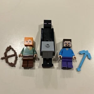 Lego Minecraft Minifigure Lot - Steve / Alex / Enderman With Gray Box - Picture 1 of 2