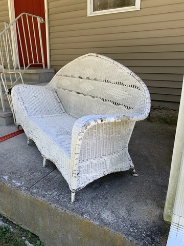 ANTIQUE WICKER CHAISE LOUNGE  Art Deco 1930’s Couch Sofa Very Rare Cover