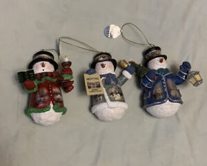 Thomas Kinkade Winter Wonderland Snowman Ornaments 2004 COA And Stickers 3
