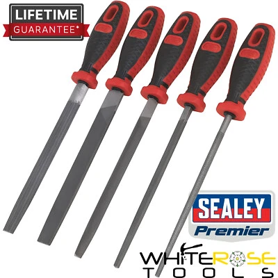 Sealey Engineer’s File Set Smooth Cut 5pc 200mm Premier Round Square Flat - Image 1 of 3
