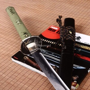 Damascus Folded Steel Clay tempered O Katana Japanese Samurai Sword Rattan Saya - Picture 1 of 21