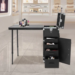 Estuche de tren de maquillaje organizador de almacenamiento de cosméticos con ruedas organizador de cosméticos de viaje - Imagen 1 de 11