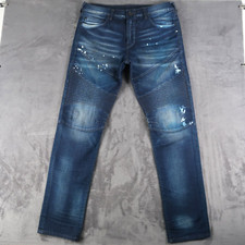 True Religion Jeans Mens 34 (36x34) Blue Geno Relaxed Slim Moto Mid Wash Stretch