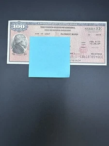 US SAVING BOND JEFFERSON $100.00 2009 SERIES EE GREEN SEAL HISTORICAL DOCUMENT - Picture 1 of 2