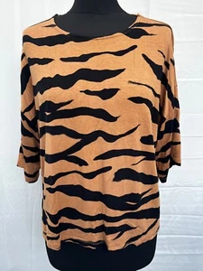 Primark Womens Animal Print T-Shirt Size 14/16 Viscose Blend - Picture 1 of 8