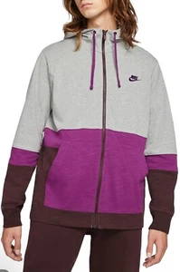Nike Full Zip Color Block Hoodie Mens Purple Grey Long Sleeve - Picture 1 of 4