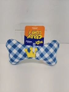 Joy Hound Crazy Comfy Bone Crown Blue Plush Squeak Toy Dog - Picture 1 of 2