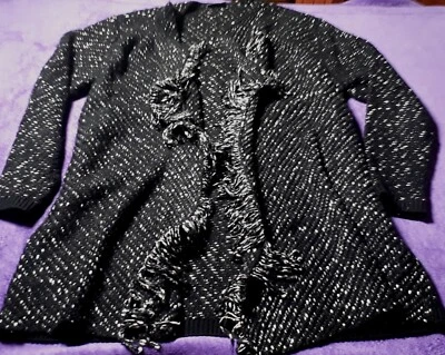 Da"Jessica C&A"sehr schöner grobstrick Mantel schwarz GR:L Acryl/BW⚠️s.Maß Neuw. - Bild 1 von 4