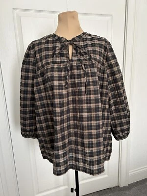 Barbour Modern Heritage Lorelle Top Blouse in Black & Brown Praline Size 14 - Image 1 of 4