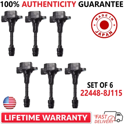Bobinas de encendido x6 OEM NISSAN para Nissan 2001-2019, Infiniti V6, 22448-8J115 Foto 1 de 4
