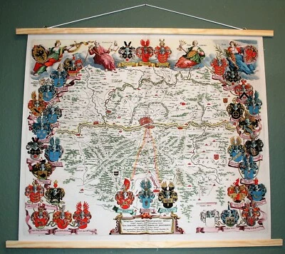 Antique Wall Map Territory of Frankfurt Blaeu Wall Art Print on Canvas 36x29in N - Image 1 of 4