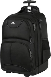 MATEIN Rolling Backpack 4 Wheels 17" Travel Laptop Water Resistant - Black - Picture 1 of 7