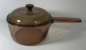 1.5L Corning Ware Visions Saucepan Pot Amber France with Lid READ - Picture 1 of 9