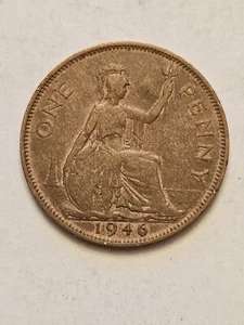 1946 Großbritannien TOP 🇬🇧 BRITAIN ONE 1 PENNY WORLD COIN GEORGE VI KM#845 FINE DETAIL  - Bild 1 von 2