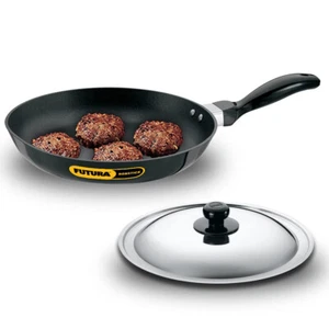 Futura 24 cm Non Stick Frying Pan, with SS Lid Frying Pan, Black (NF24S) - Picture 1 of 7