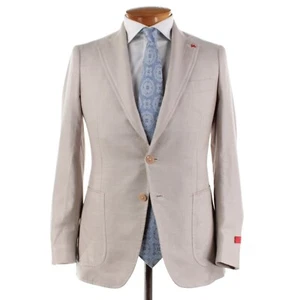 Isaia NWD Silk / Cashmere / Linen Sport Coat Size 46C (~40S US) In Solid Beige - Picture 1 of 15
