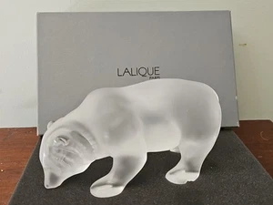 Statuina Lalique France Cristallo Orso Ursus 7" PIEDE scheggiato smerigliato, con scatola - Foto 1 di 17