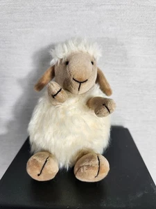 Vintage Jellycat Puffball Schaf Lamm 5 Zoll Plüschtier Stofftier Elfenbein Braun Flauschig Neu mit Etikett - Bild 1 von 16