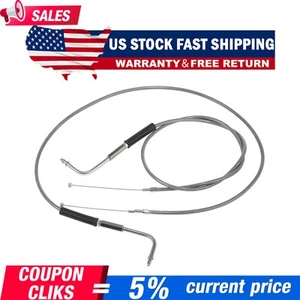 42" Stainless Steel Throttle and Idle Cable Fit for Harley Davidson 56579-02A - Picture 1 of 24