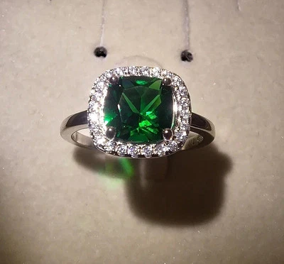 Anello Argento S925 Con Smeraldo Taglio Cushion - Immagine 1 di 4