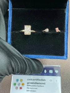2.50 Radiant Pink  Lab Grown Diamond Engagement Ring With Band IGI Certified - Picture 1 of 12