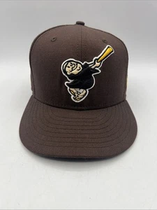New Era 59Fifty San Diego Padres Hat Cooperstown Swinging Friar 7 Fitted Brown - Picture 1 of 13