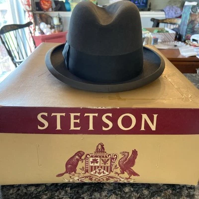 Vintage Stetson 3x Beaver Quality Fedora Black Sz 7 With Box dark gray - Image 1 of 4