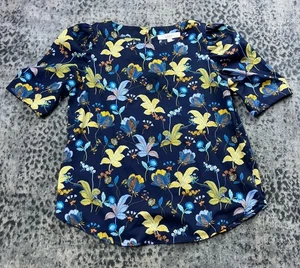 Loft Damen Größe S dunkelblau Blumenmuster Karriere Top Shirt  - Bild 1 von 11