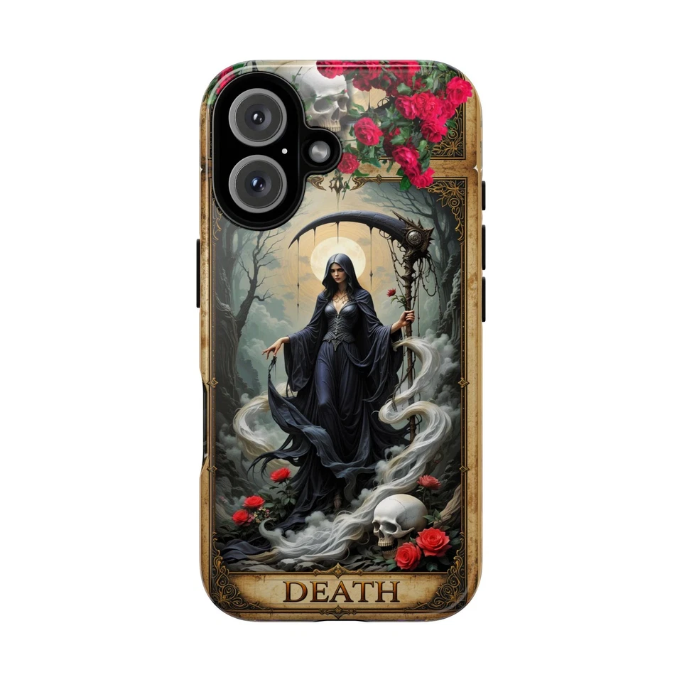 死亡塔罗牌手机壳 iPhone 11-16 三星 S20-S25 哥特式女巫礼物 — 第 1/1 张图片