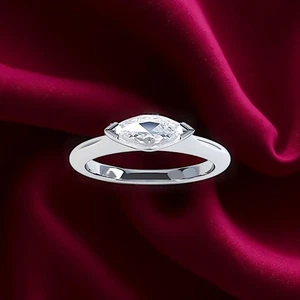 18k White Gold IGI GIA Lab Grown 1.00 Ct Marquise Cut Diamond Engagement Ring - Picture 1 of 10