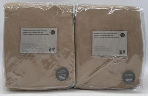 west elm European Flax Linen Pleated BLACKOUT Drape Curtain (2) ~ 48 x 108 Camel - Picture 1 of 2