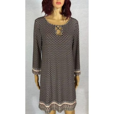 Bohemian Midi Dress Hippie Indie Black Pink Keyhole Max Studio Women's MEDIUM - Image 1 of 4