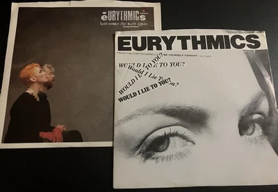 EURYTHMICS - Here Comes The Rain / Would I Lie To You - Pop Vinyl 45 Lot 7” - Image 1 of 2