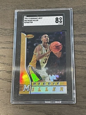 1996-97 Bowman's Best Refractor Reggie Miller #45 SGC 8 Indiana Pacers Foto 1 de 4
