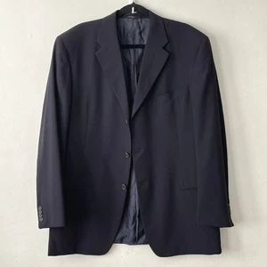 Giorgio Armani Milano Borgonuovo 21 Navy Blue Wool Blazer Jacket 46R Made Italy - Picture 1 of 10